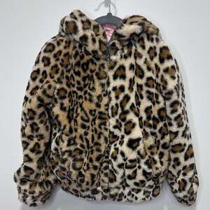 Tucker + Tate Kids Girls Leopard Print Faux Fur Hooded Jacket, Sz 5